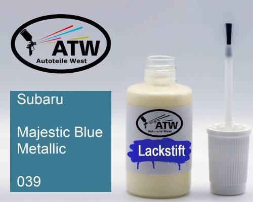 Subaru, Majestic Blue Metallic, 039: 20ml Lackstift, von ATW Autoteile West.